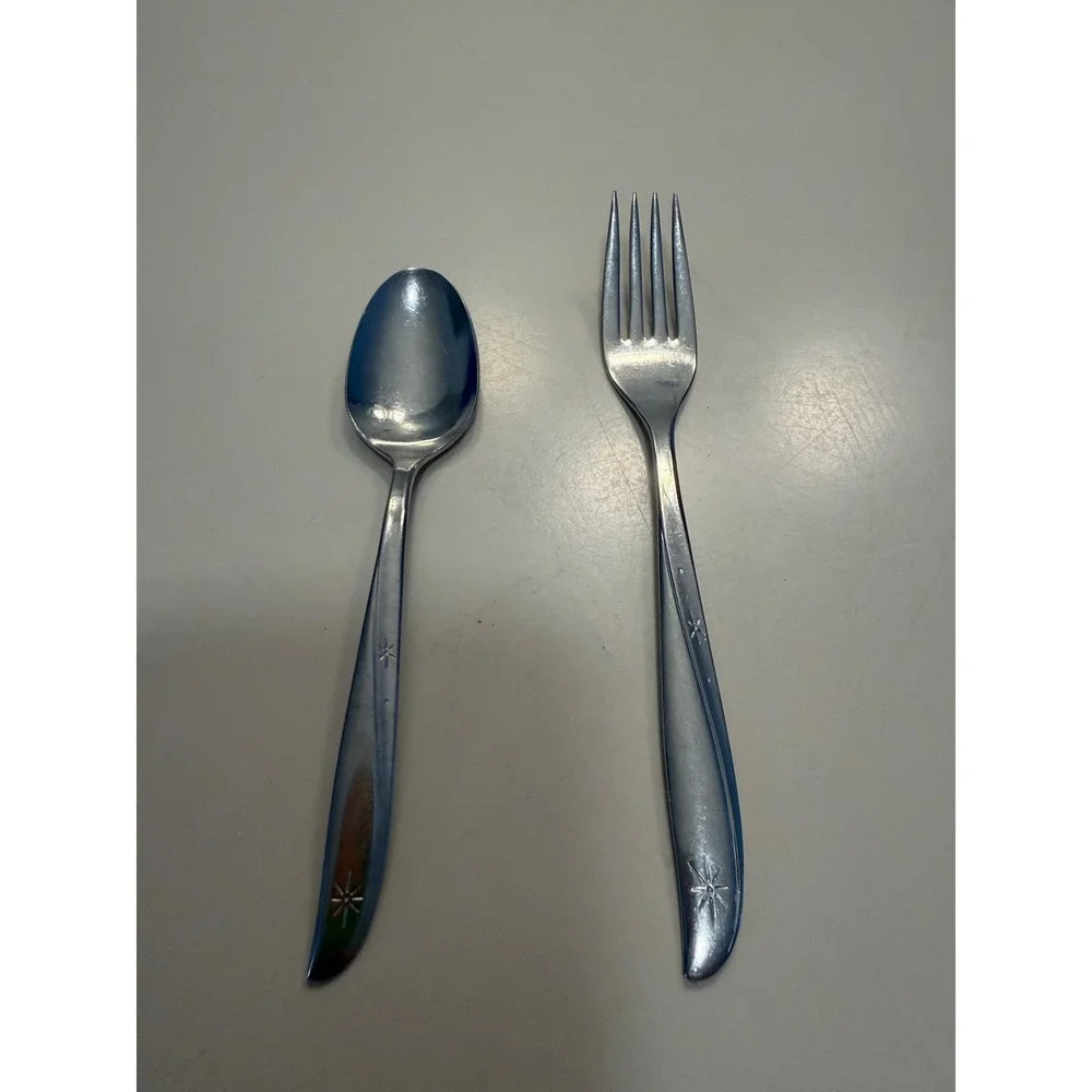 Oneida Community Stainless Morning Star Flatware Fork and Spoon Set Starburst